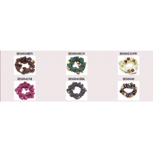 Scrunchy - 10-Dozen Wooden Beads Scrunchy - Assorted Colors - HS-WoodenBead